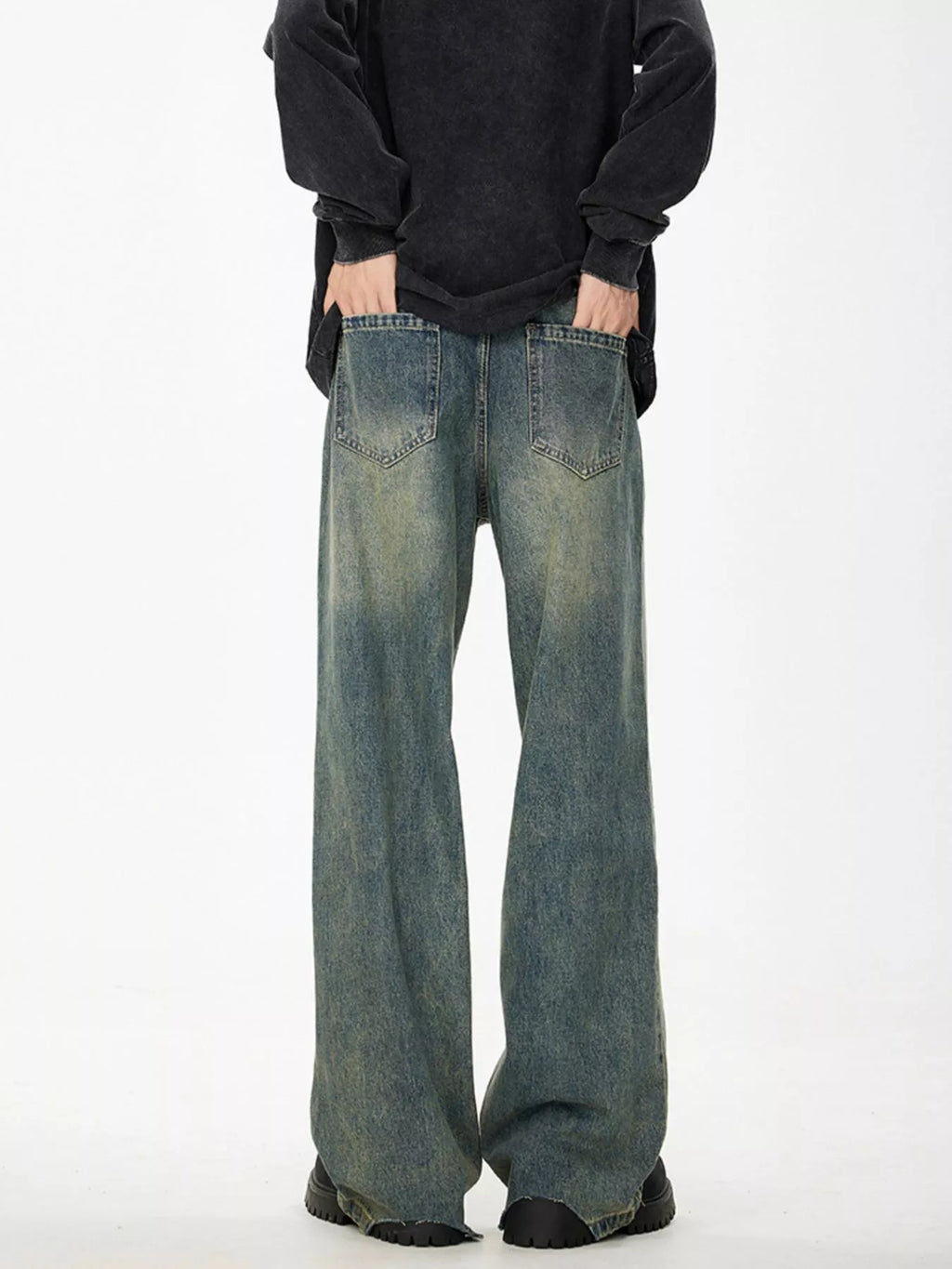 Men's Full Size Wide Leg Relaxed Fit Jeans Plus Size