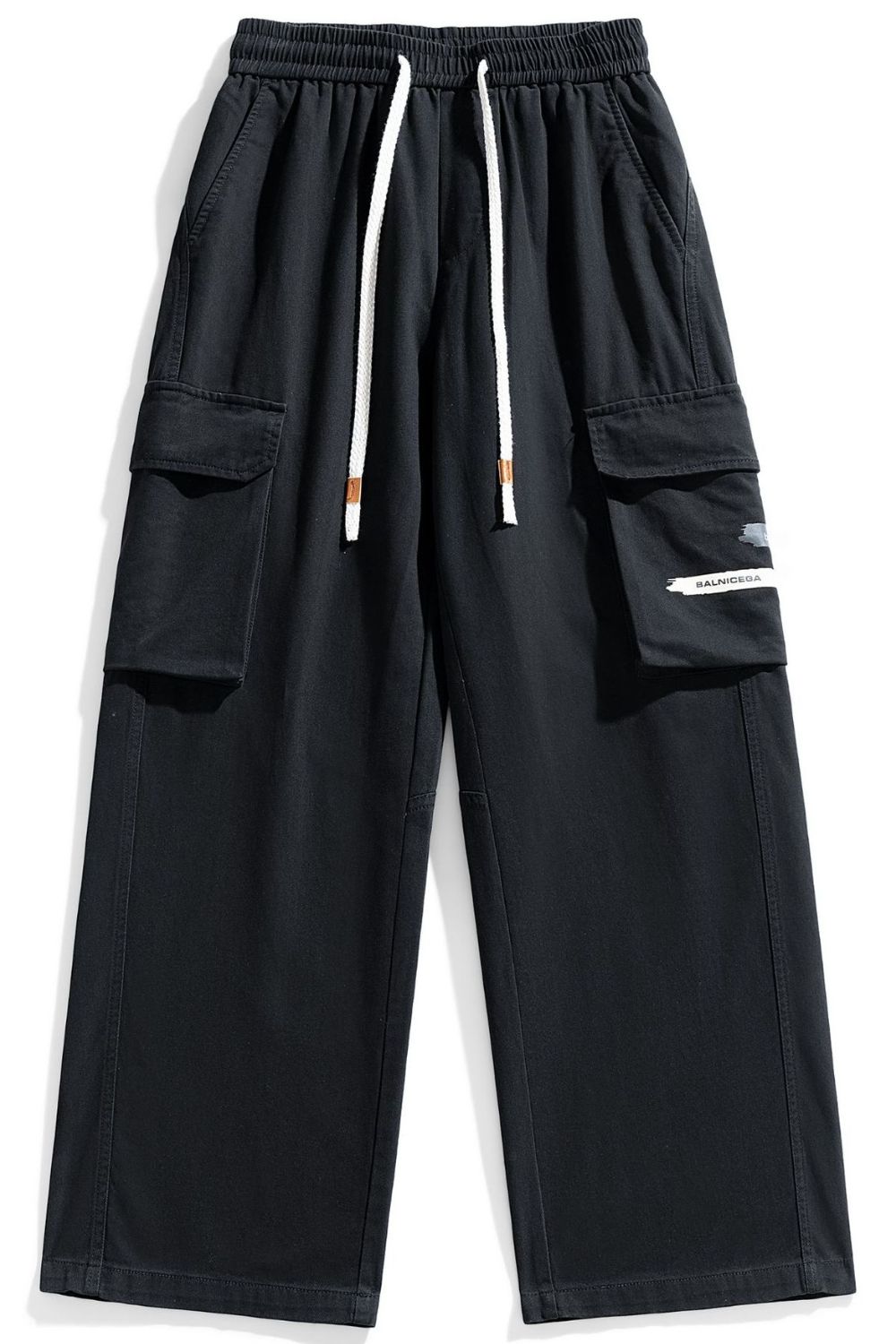 Men's Plus Size Loose Fit Cargo Pants with Drawstring