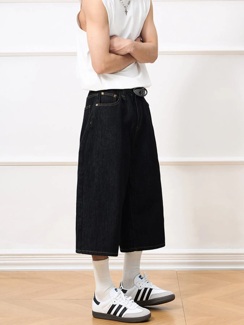 Men's Wide Leg Capri Jeans