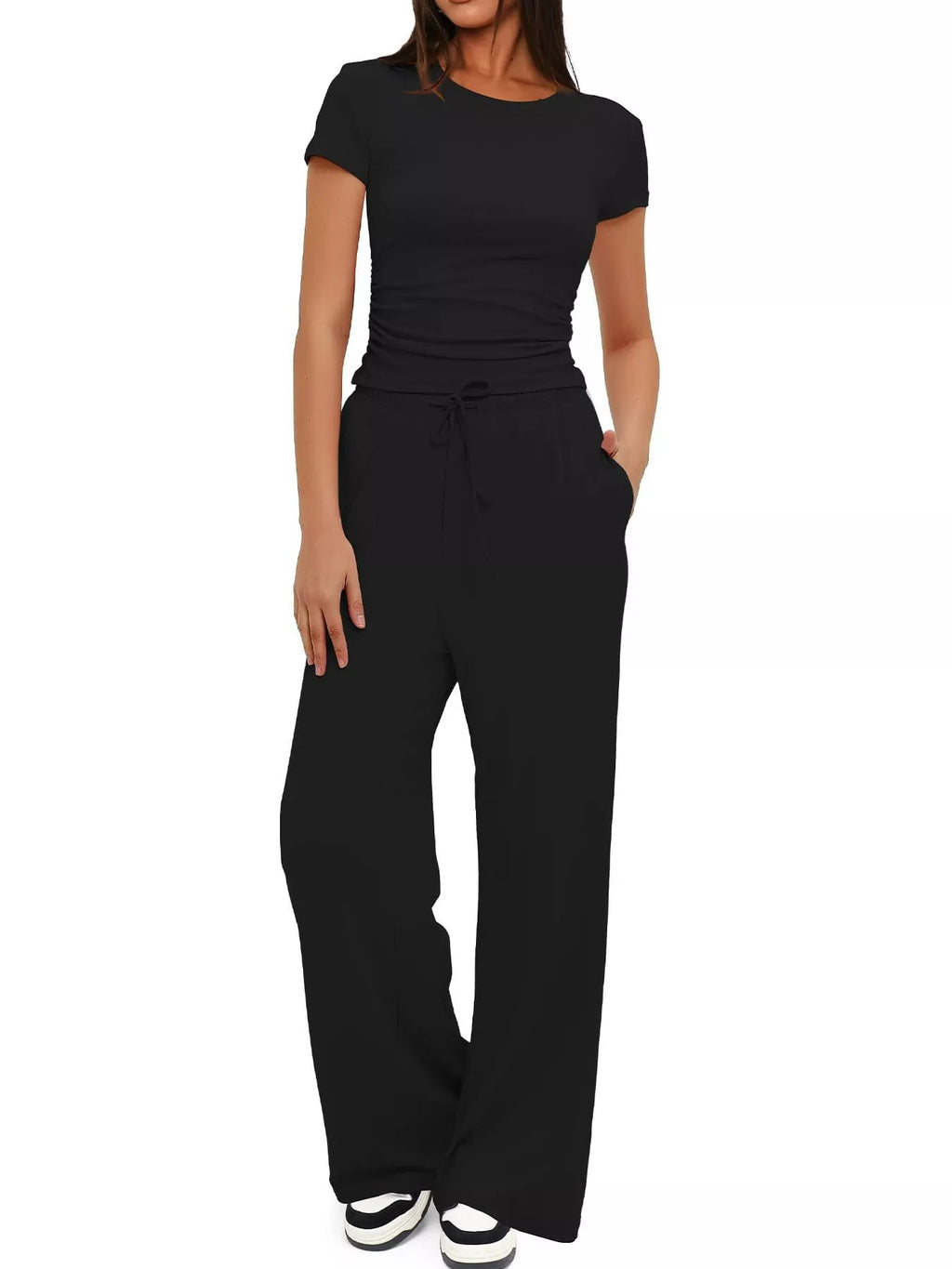 Short Sleeve Top and Drawstring Pants Set