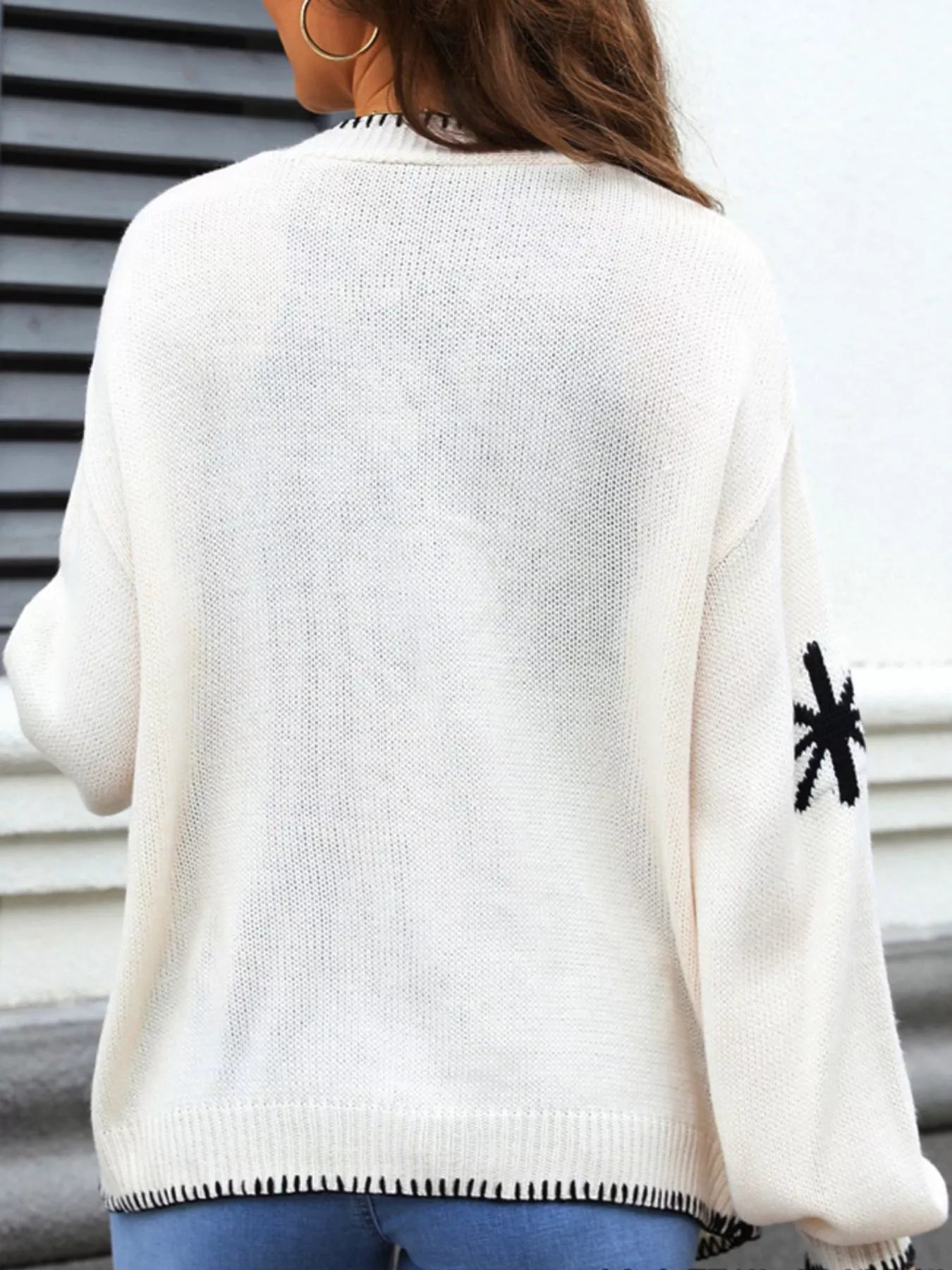 Flower Pattern Open Front Knit Cardigan