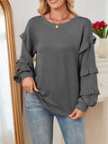 Ruffle Trim Long Sleeve Blouse