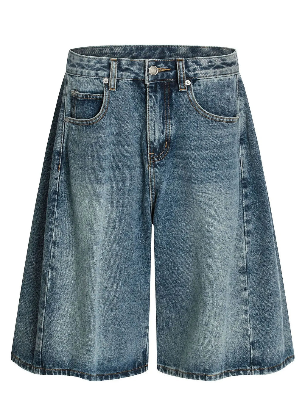 Men's Washed Wide-Leg Denim Shorts
