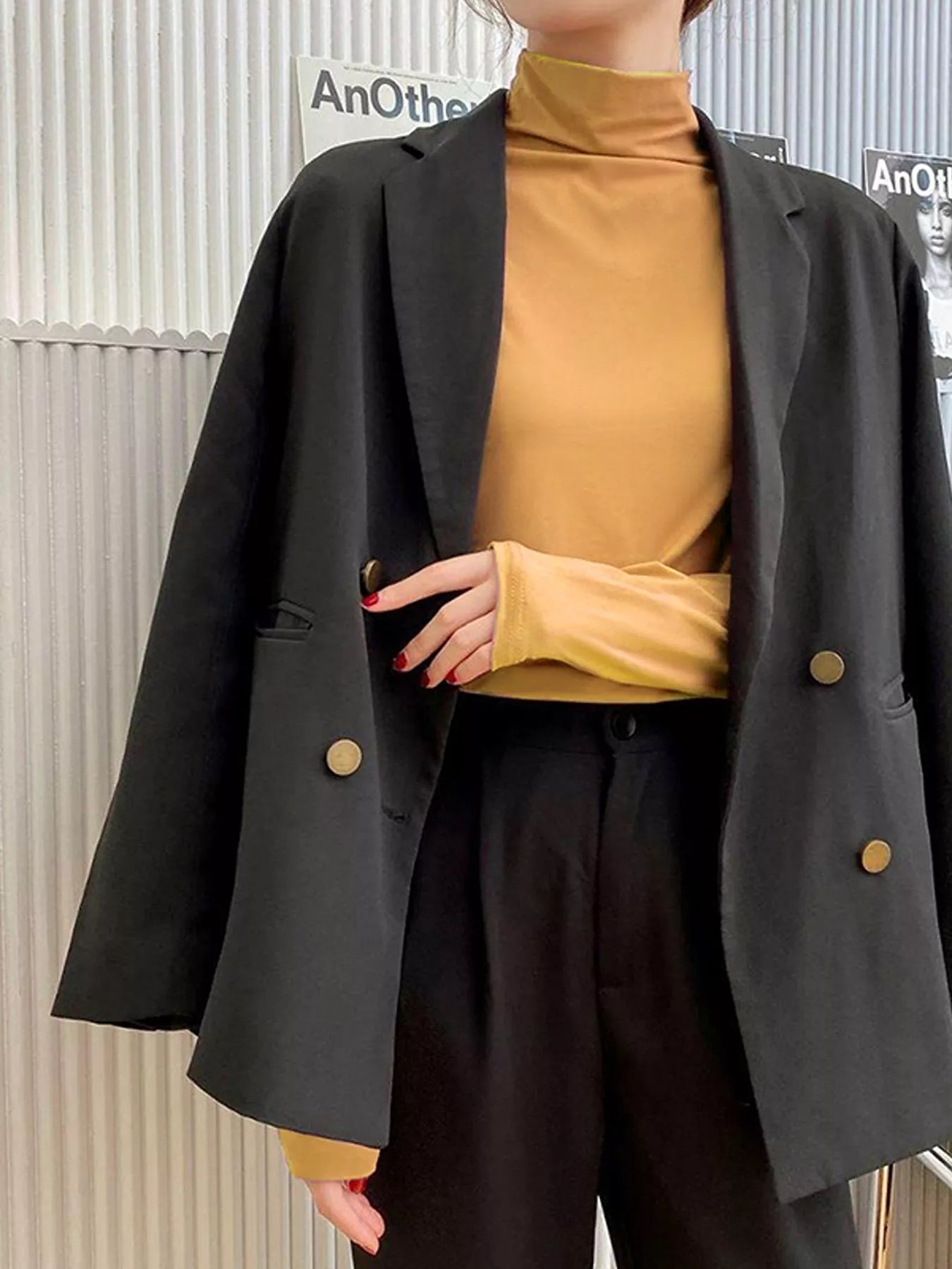 Solid Color Turtleneck Long Sleeve T-Shirt
