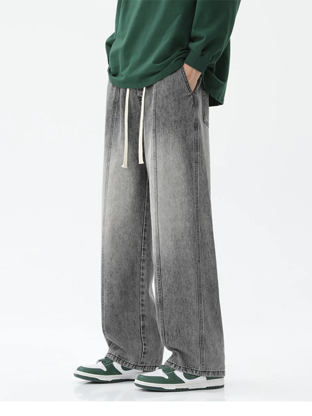 Men's Full Size Drawstring Wide Leg Jeans Plus Size
