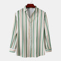 Men's Striped Button Up Long Sleeve Shirt