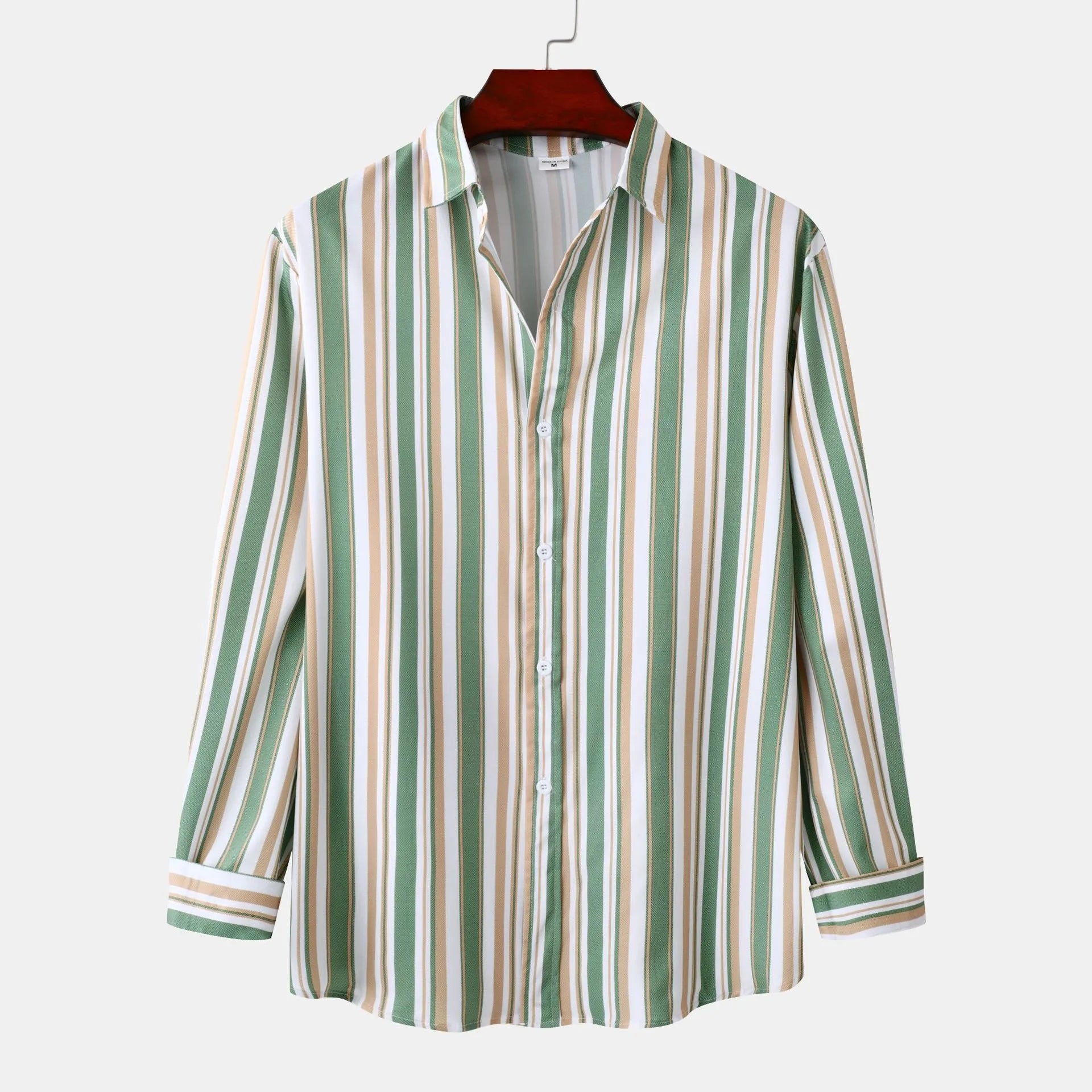 Men's Striped Button Up Long Sleeve Shirt