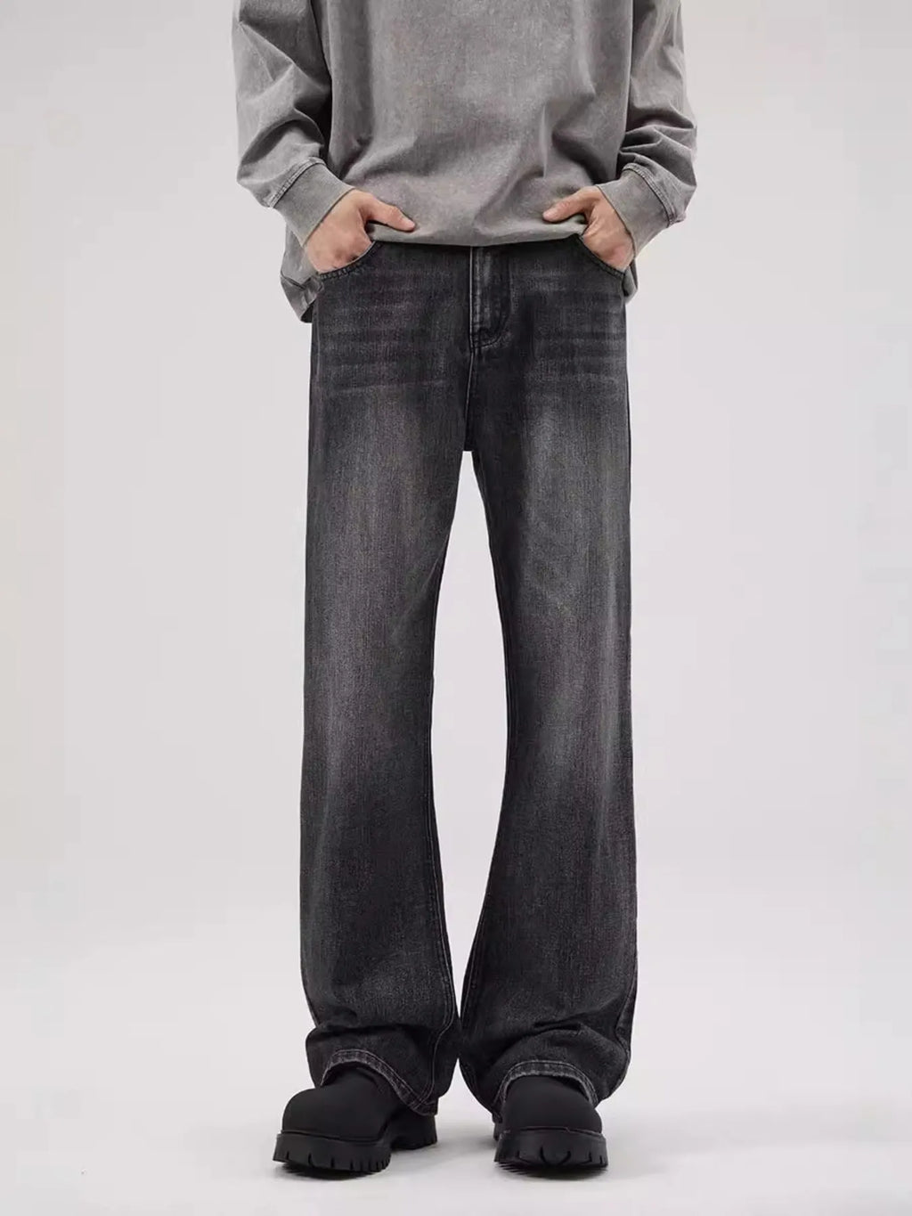 Men's Full Size Washed Straight Leg Jeans Plus Size