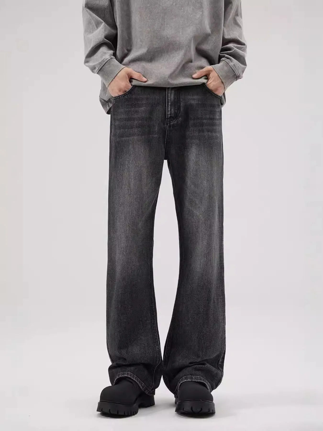 Men's Full Size Washed Straight Leg Jeans Plus Size