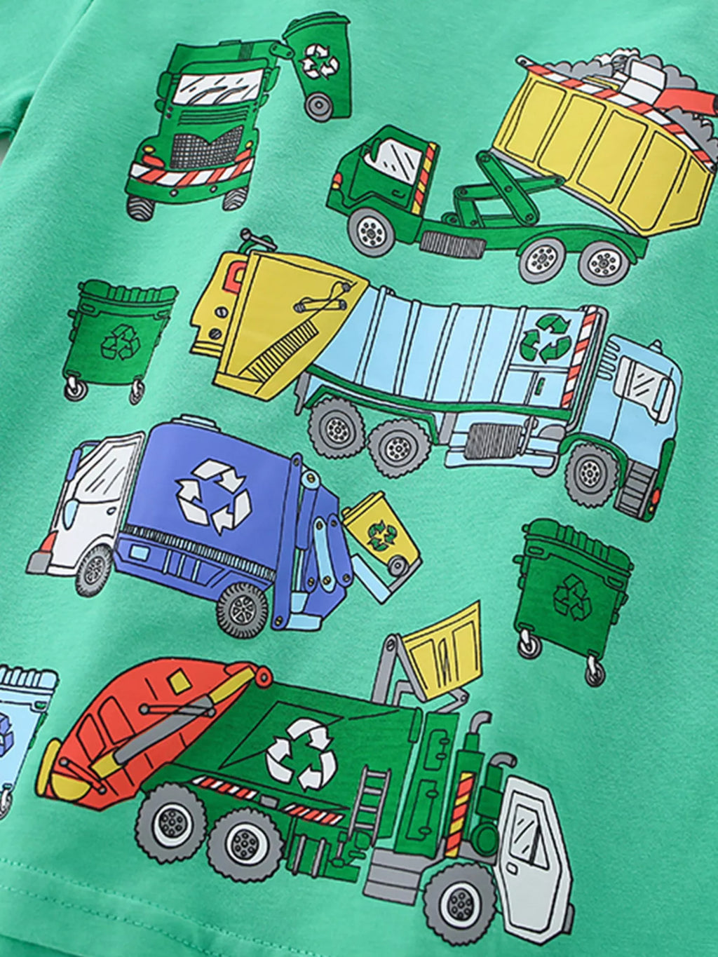 Children's Cartoon Garbage Truck Print Short Sleeve T-Shirt
