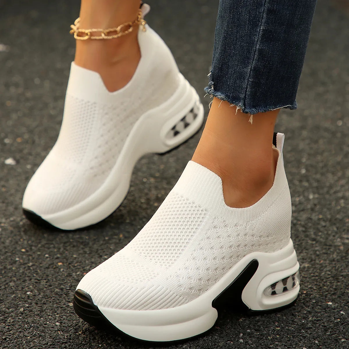 Breathable Mesh Platform Sneakers