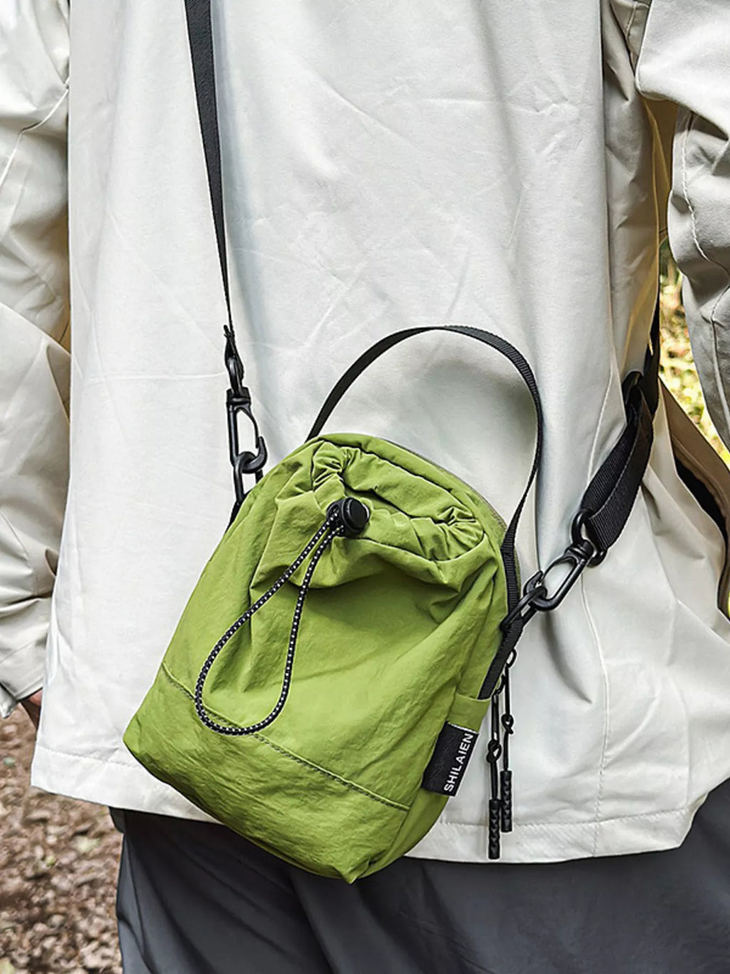 Drawstring Closure Lightweight Shoulder Bag
