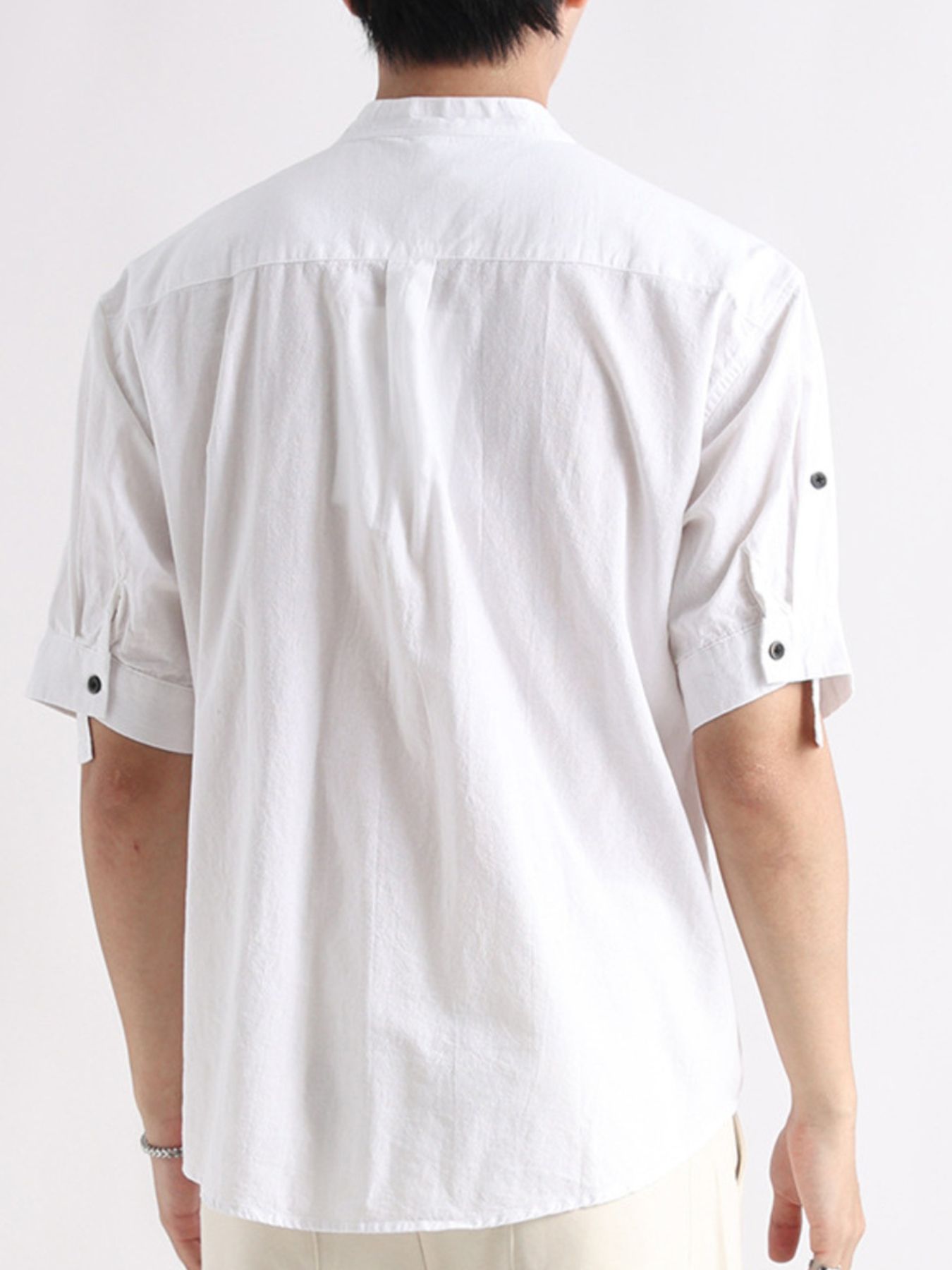 Men's Plus Size Button Detail Short Sleeve Blouse