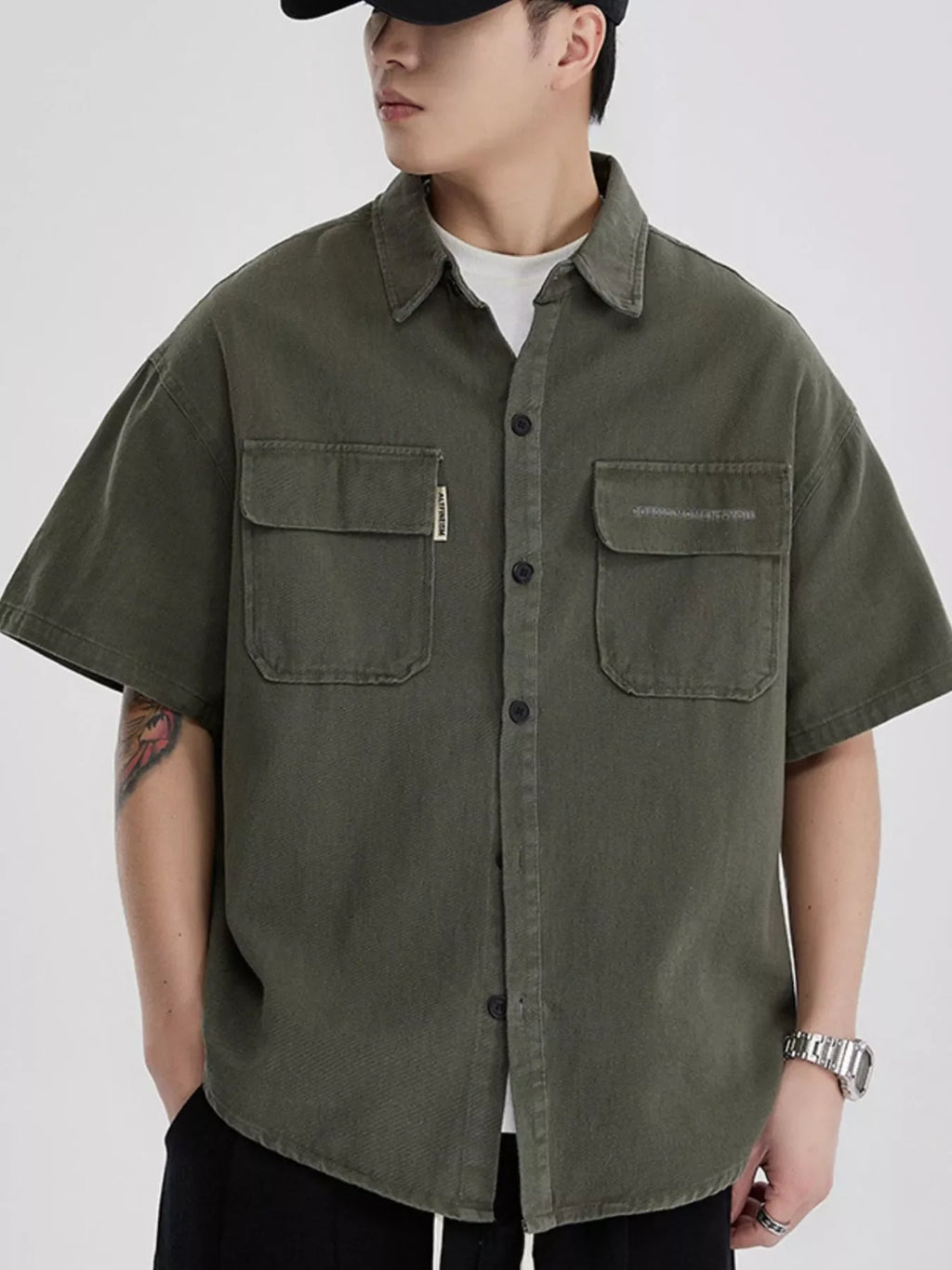 Men's Full Size Button Down Oversized Short Sleeve Shirt Plus Size
