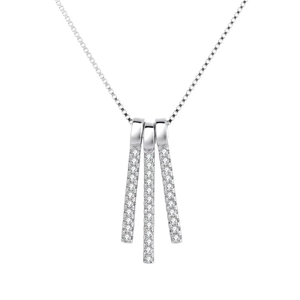 925 Sterling Silver Zircon Tassel Pendant Necklace