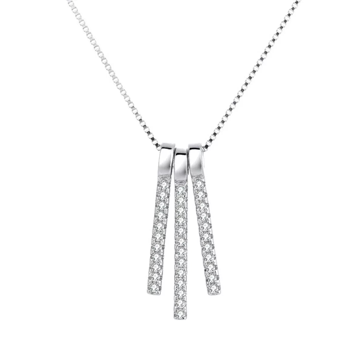 925 Sterling Silver Zircon Tassel Pendant Necklace