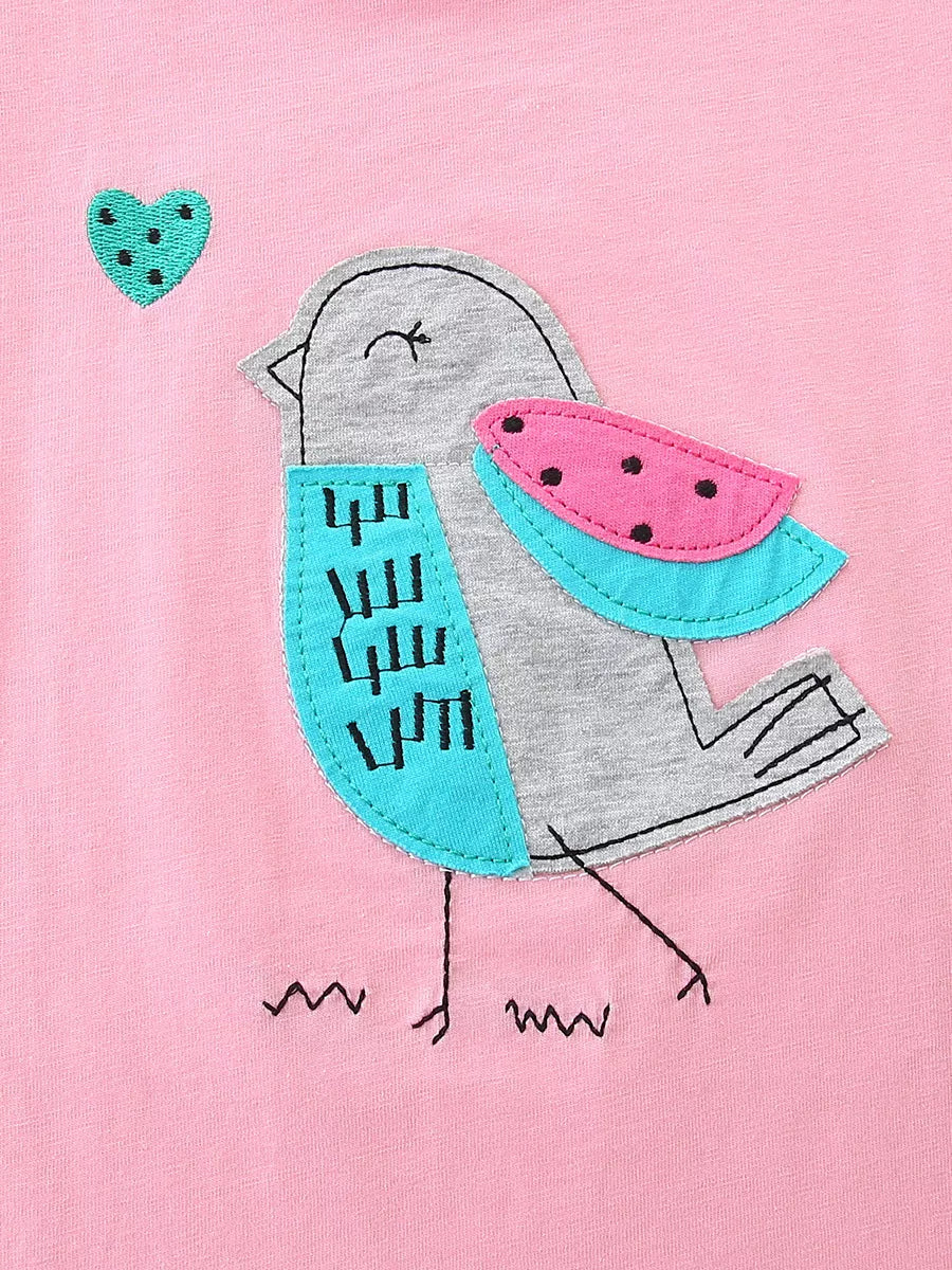 Children's Bird Print Top and Shorts Set
