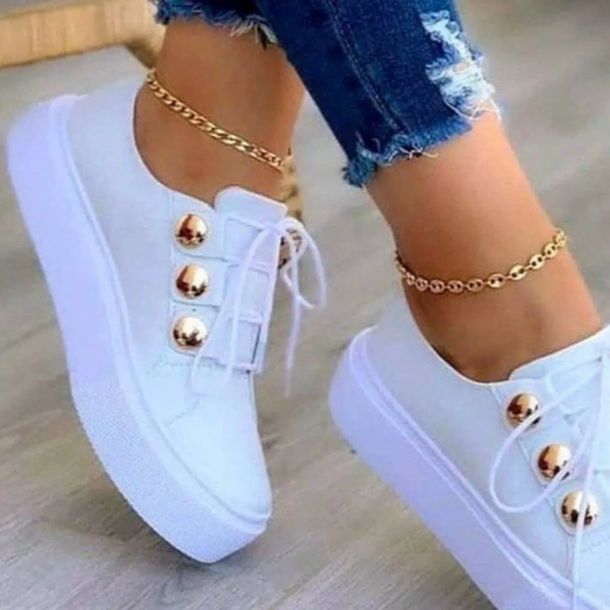 Round Toe Platform Sneakers