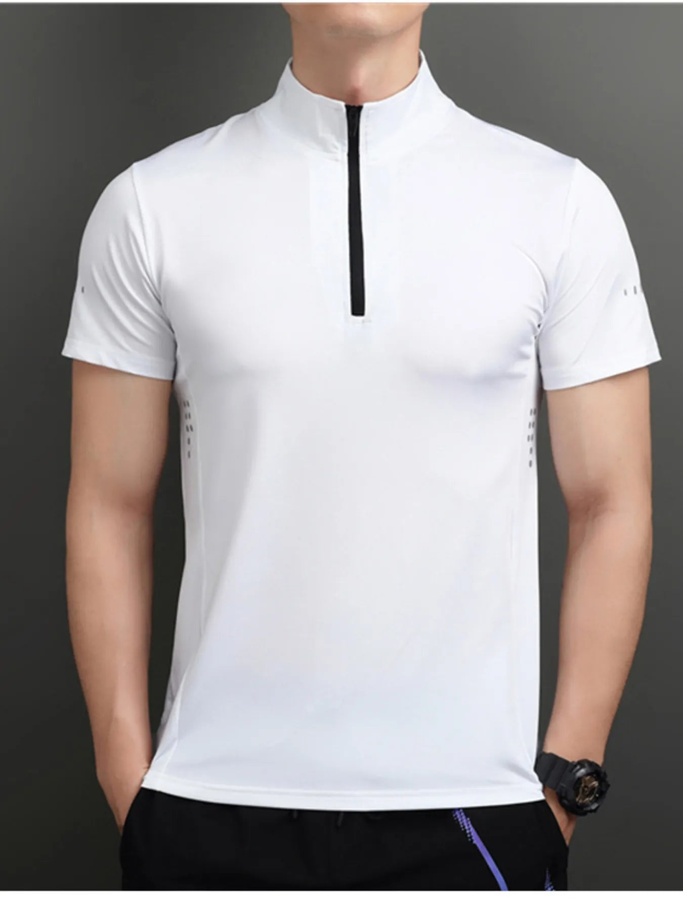 Men's Plus Size Quarter-Zip Short Sleeve Top