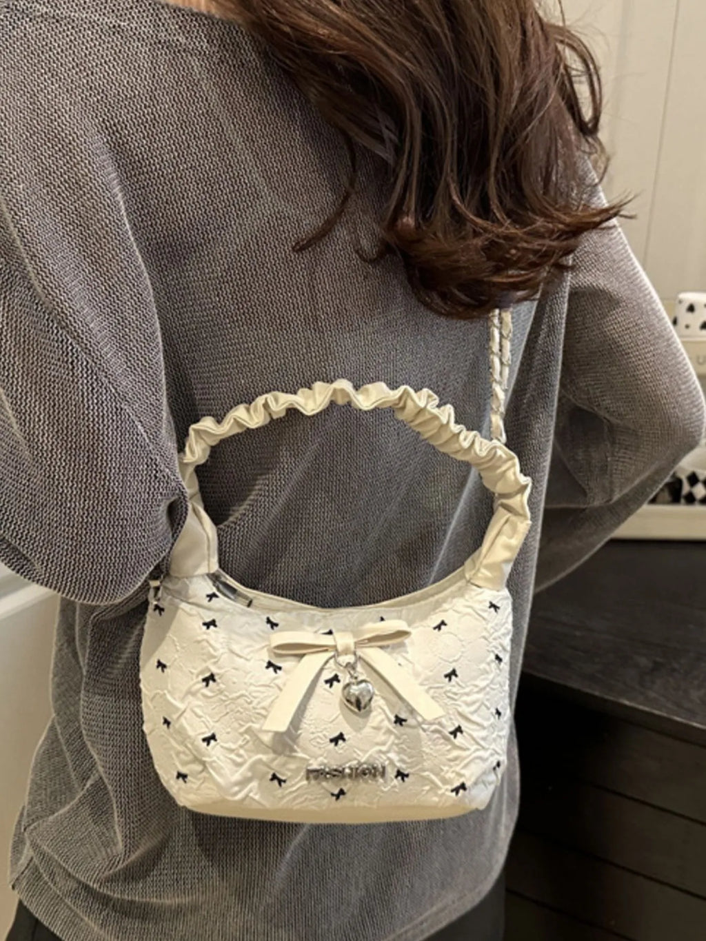 Bow Ruched Strap Crossbody Bag