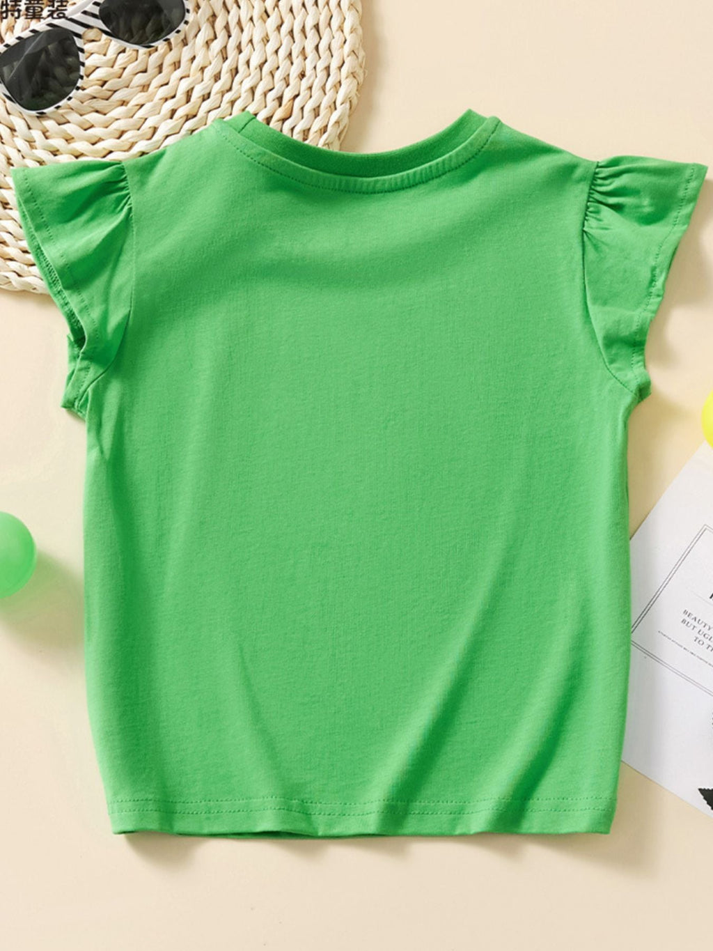 Children's Rabbit Embroidered Cap Sleeve T-Shirt