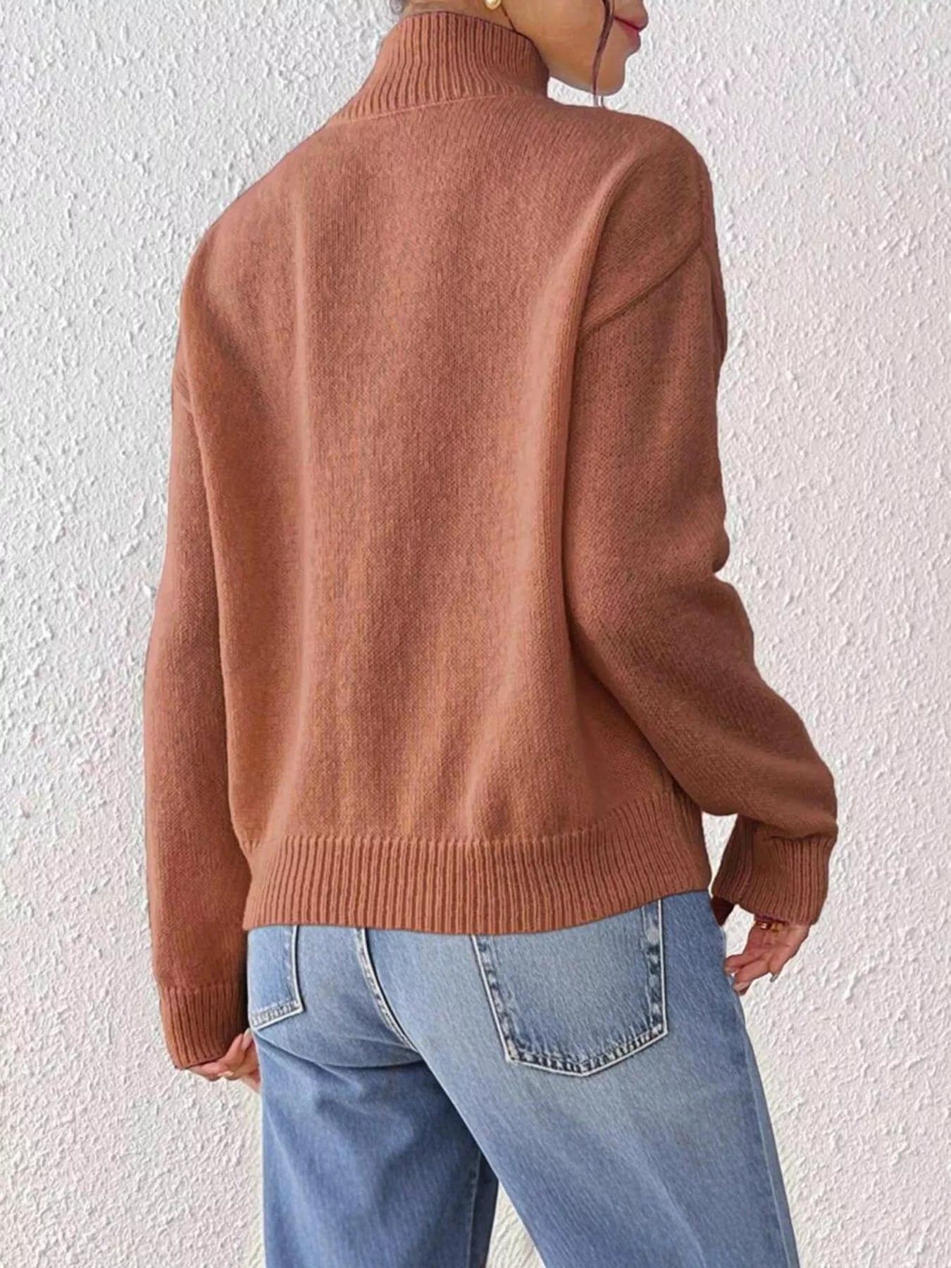 Turtleneck Dropped Shoulder Sweater
