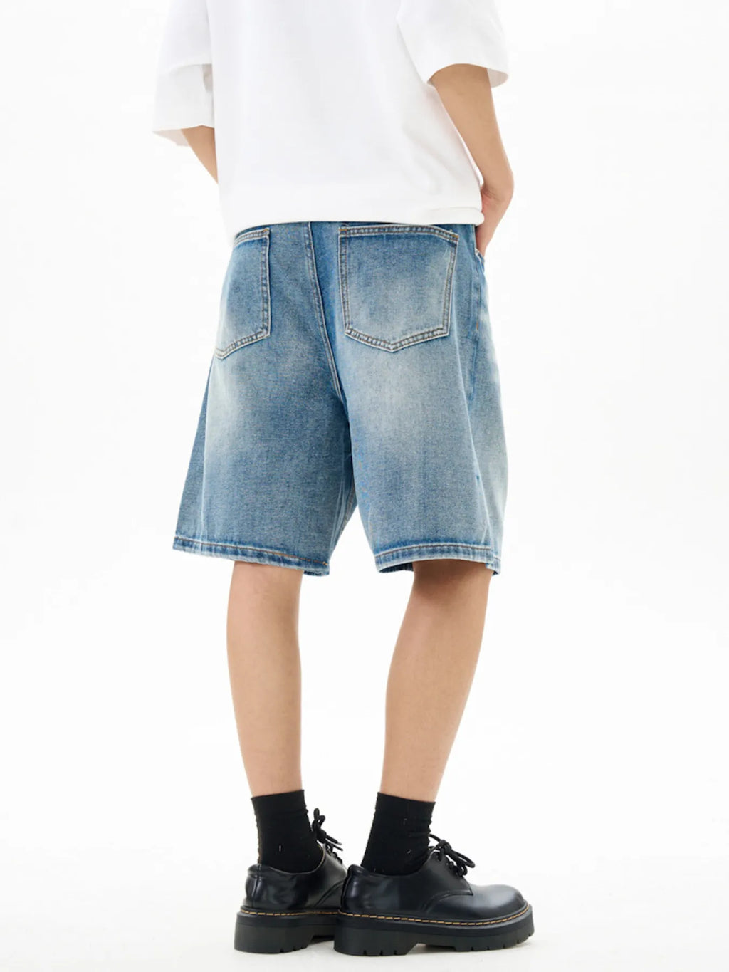 Men's Washed Loose Fit Denim Shorts
