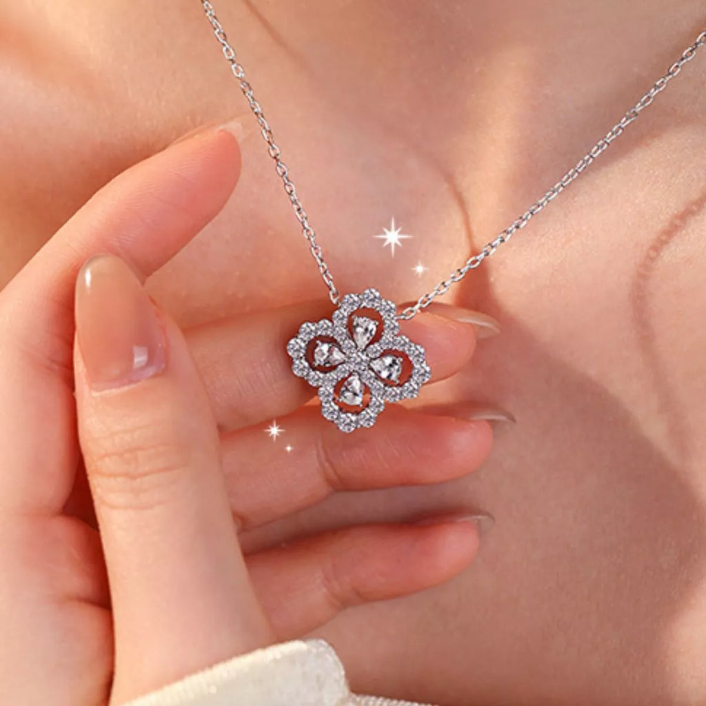 Moissanite 925 Sterling Silver Clover Pendant Necklace