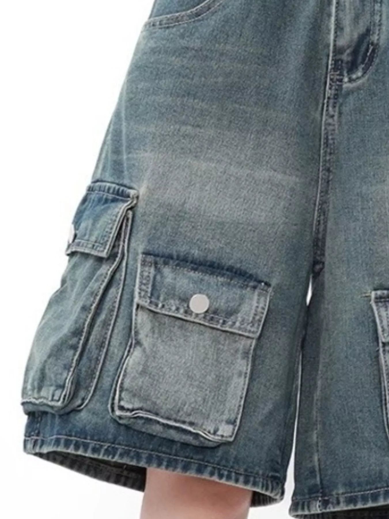 Men's Vintage Wash Cargo Denim Shorts