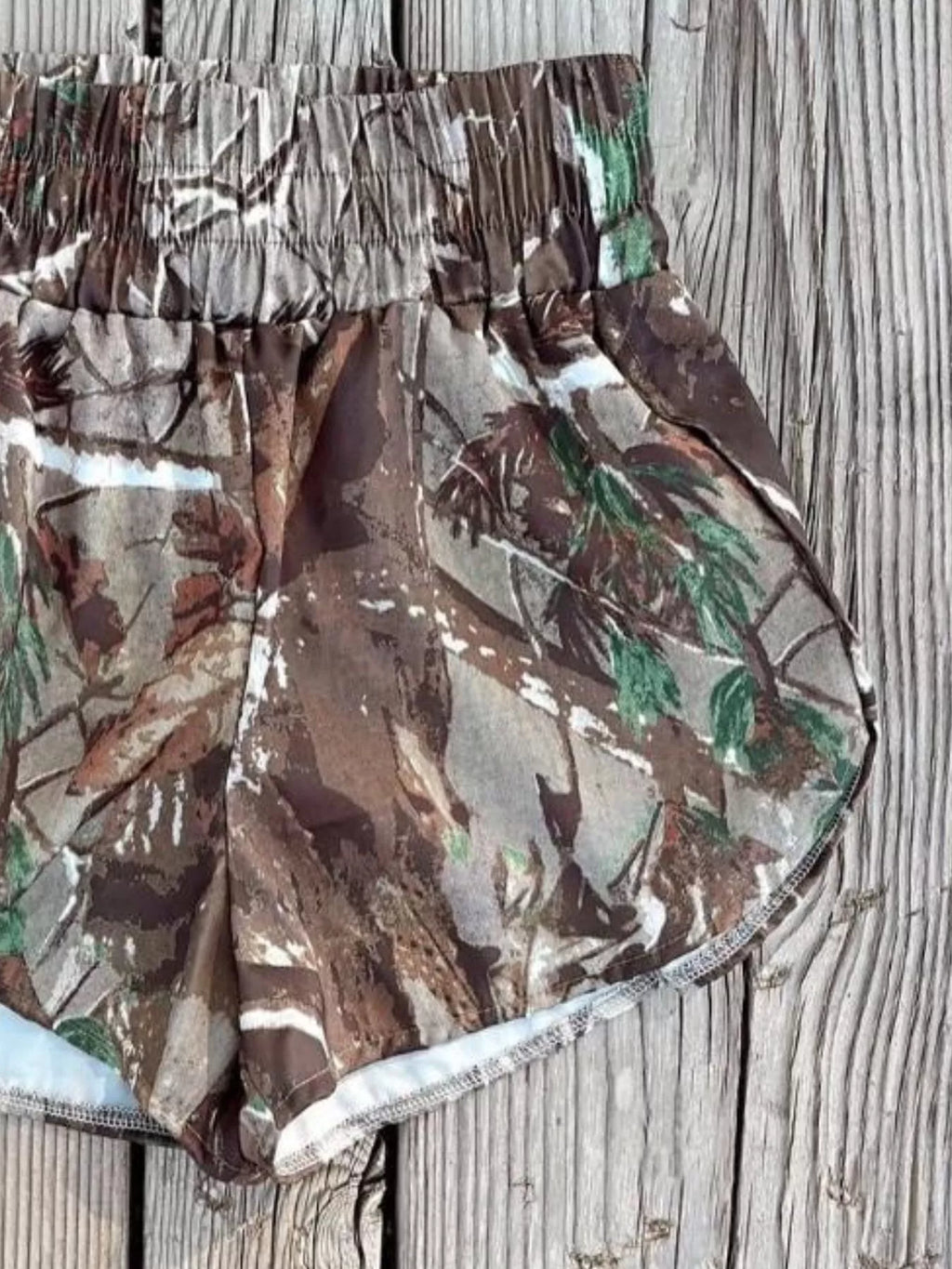 Camo Print Elastic Waist Shorts
