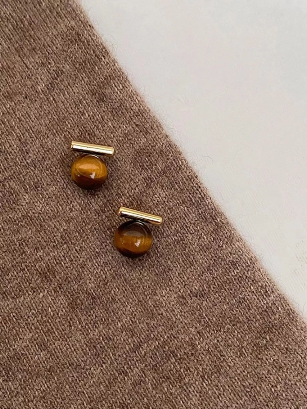 Tiger Eye Stone Stud Earrings