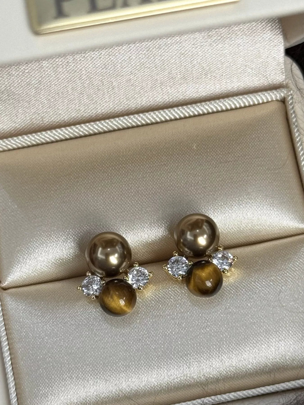 Tiger Eye Stud Earrings