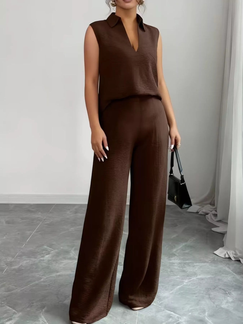 Sleeveless Top and Wide Leg Pants Set