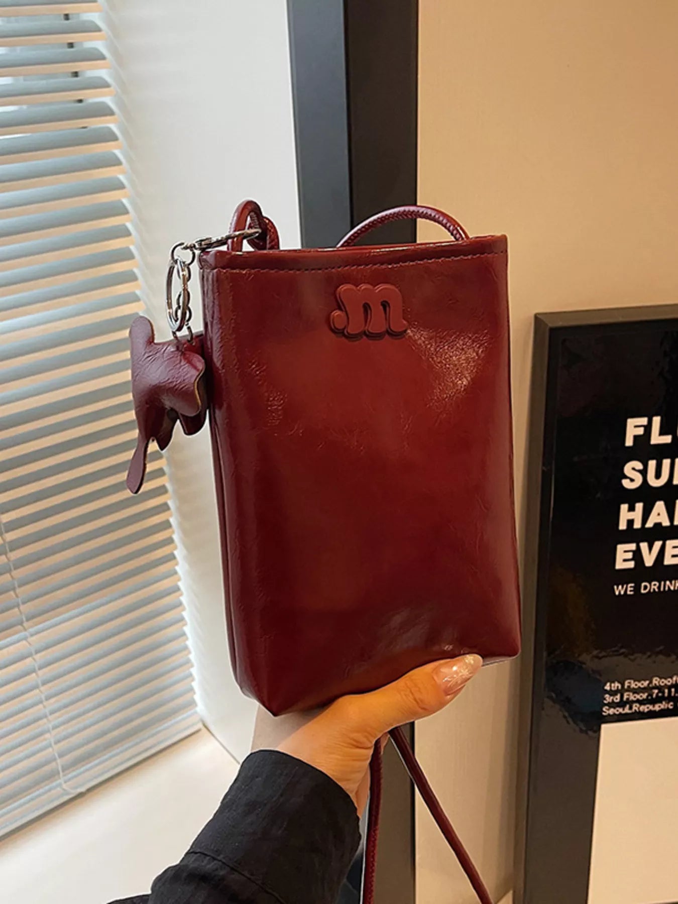 Spaghetti Strap Crossbody Bag with Charm