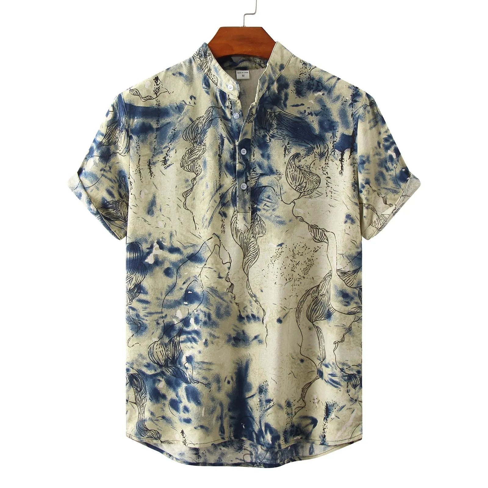 Men's Vintage Print Short Sleeve Shirt