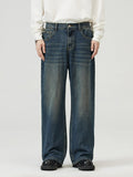 Men's Full Size Washed Straight Jeans Plus Size