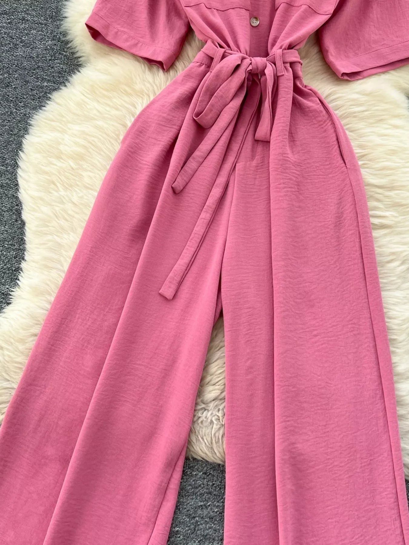 Tie Waist Wide Leg Jumpsuit