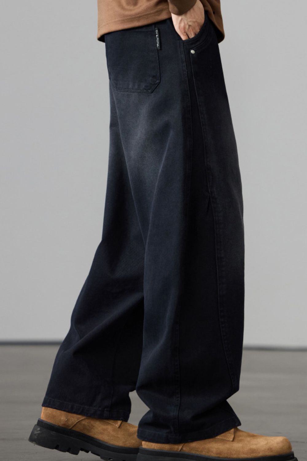 Men's Full Size Wide Leg Drawstring Jeans Plus Size