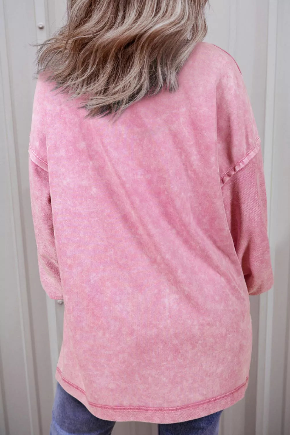 Exposed Seam Round Neck Long Sleeve Sweatshirt