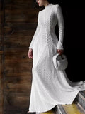 Lace Mock Neck Long Sleeve Maxi Dress