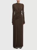 Ruched Long Sleeve Maxi Dress