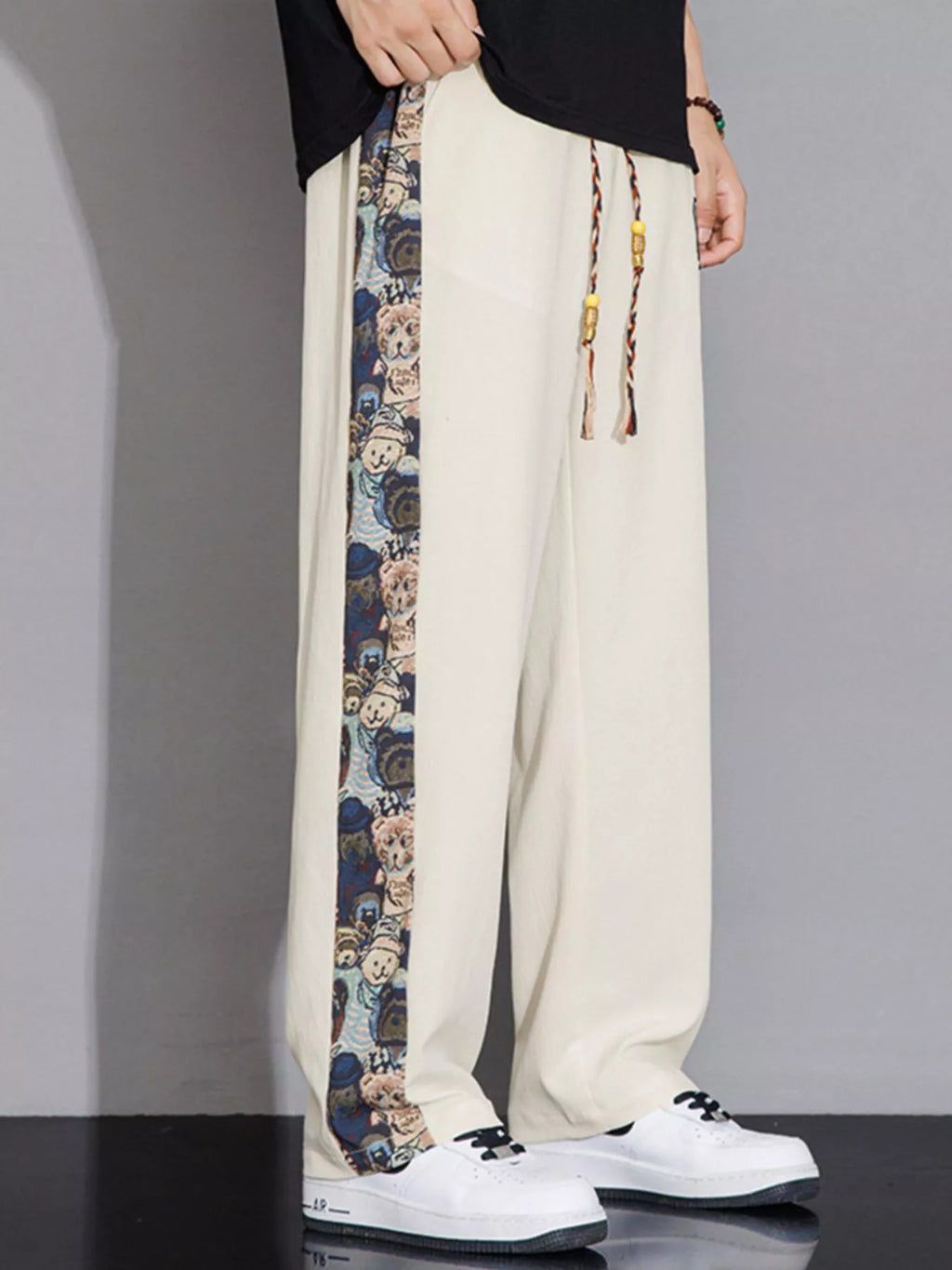 Men's Full Size Printed Side Stripe Loose Pants Plus Size