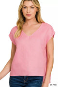 Zenana Linen V-Neck Sleeveless Top