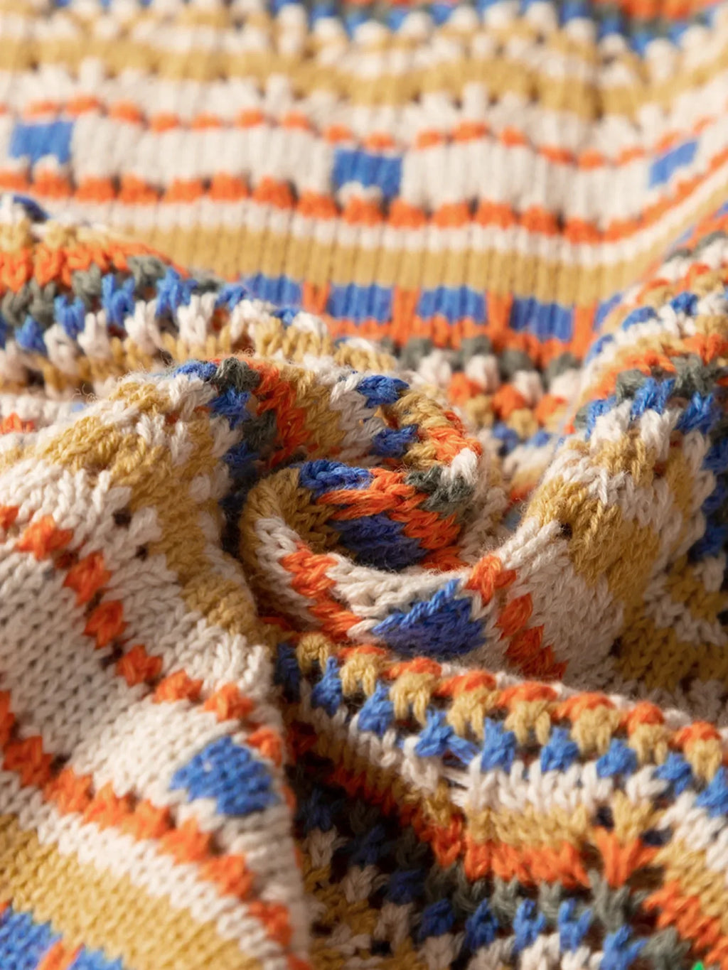 Stripe Eyelet Crochet Round Neck Sweater Vest