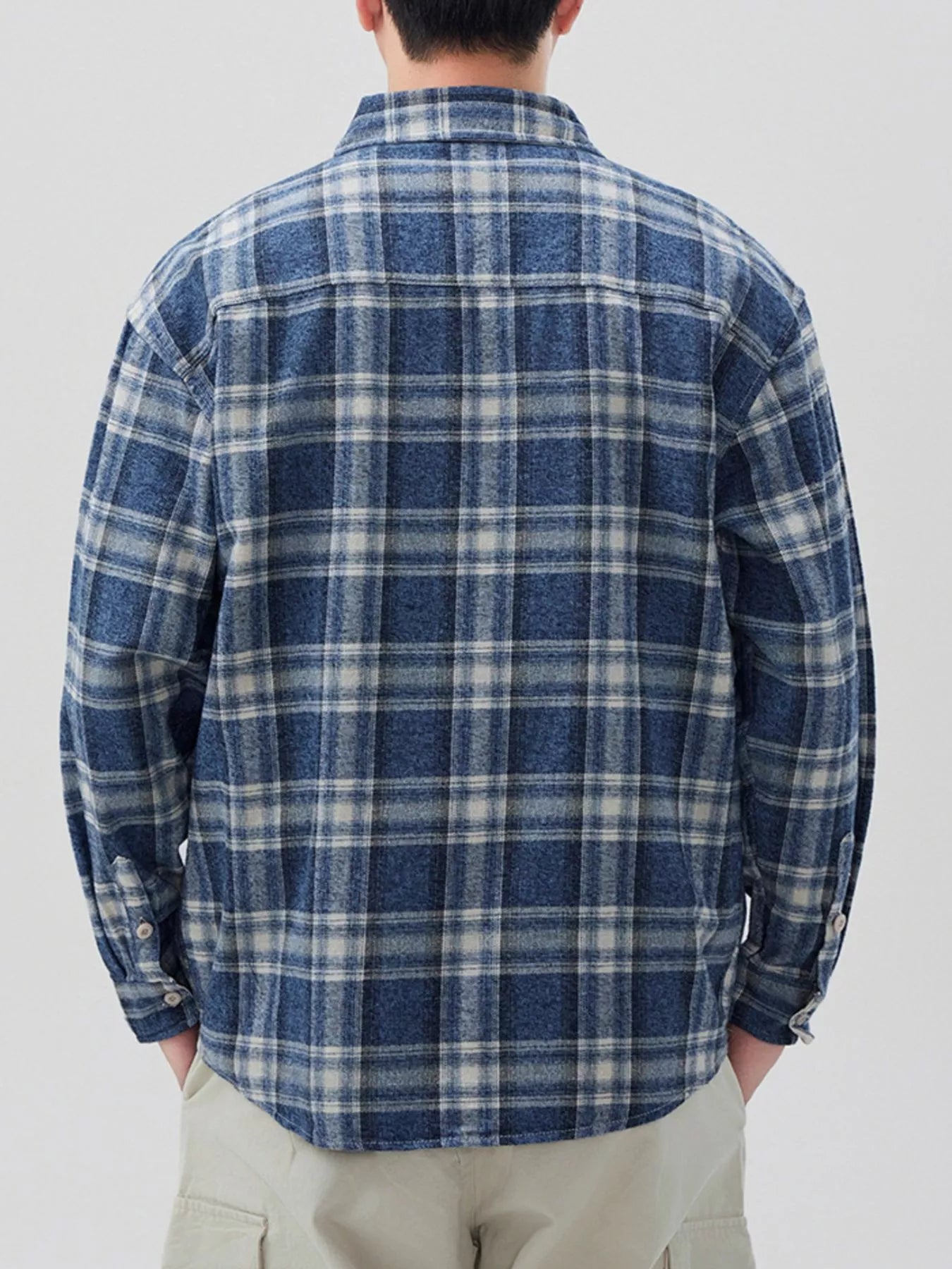 Men's Plus Size Plaid Button Up Long Sleeve Shirt