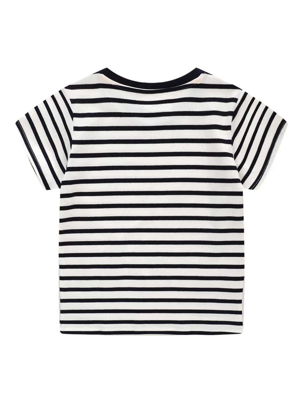 Children's Embroidered Striped Round Neck T-Shirt