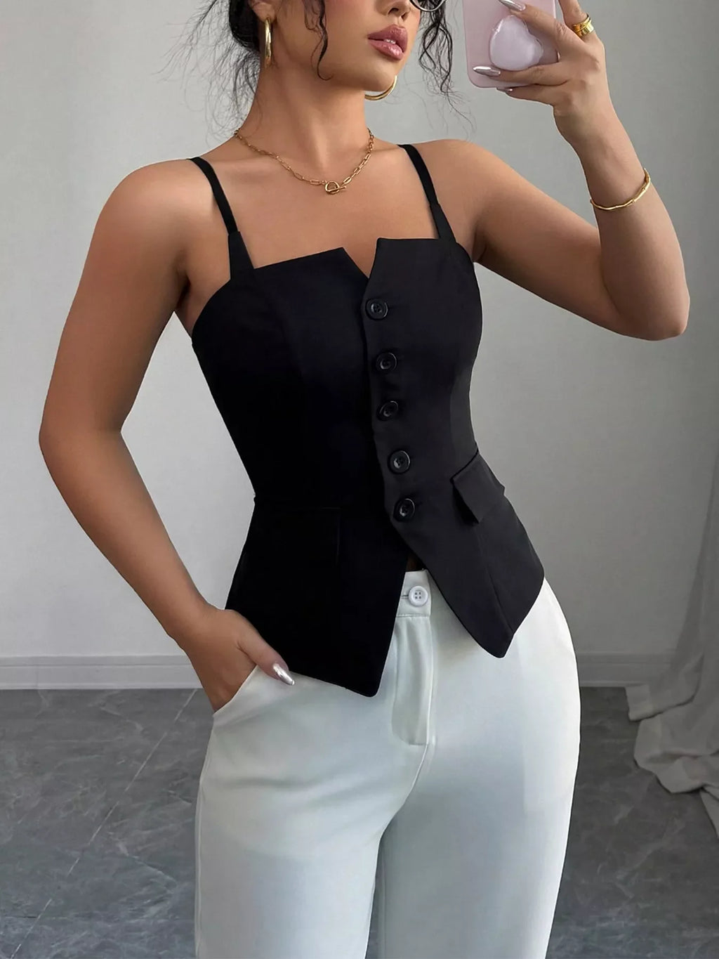 Button-Front Cami Top