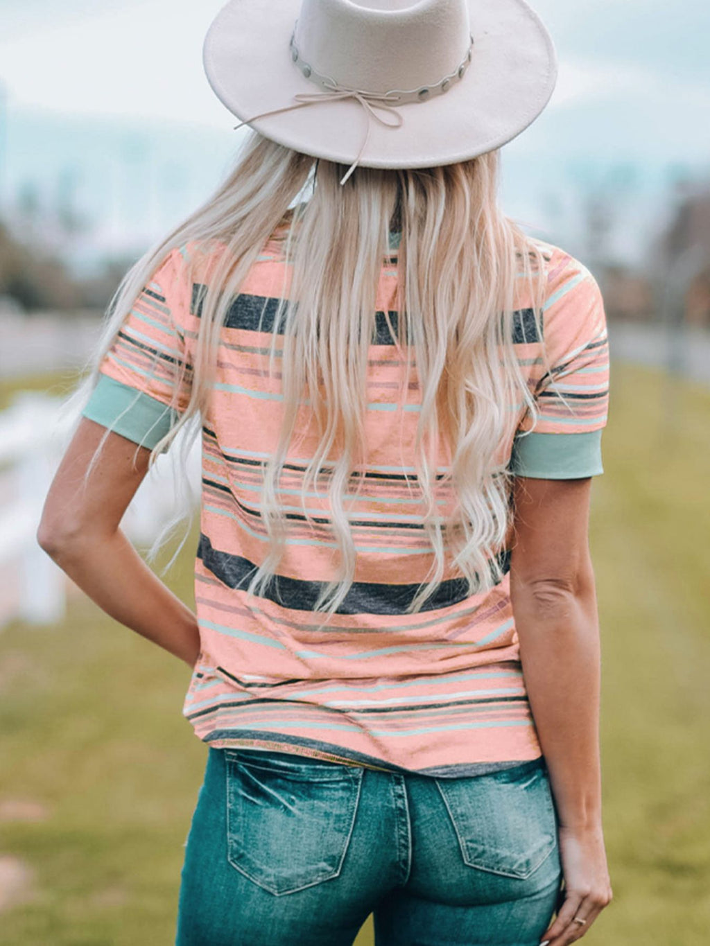 Multicolor Stripes Crew Neck T Shirt