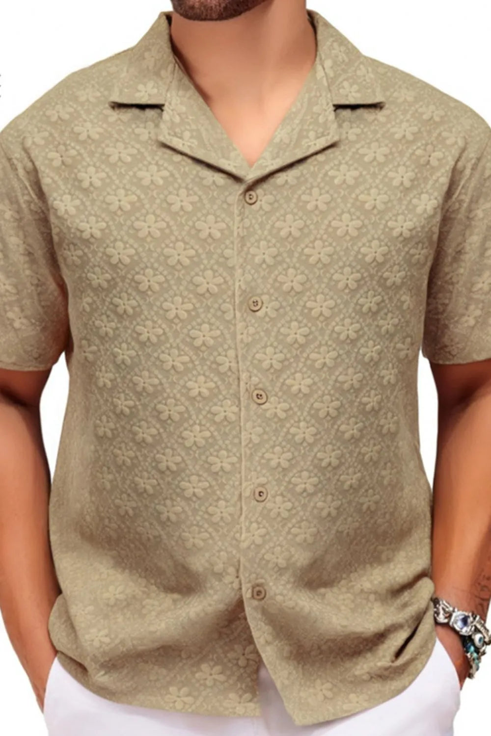 Men's Plus Size Button Down Short Sleeve Shirt