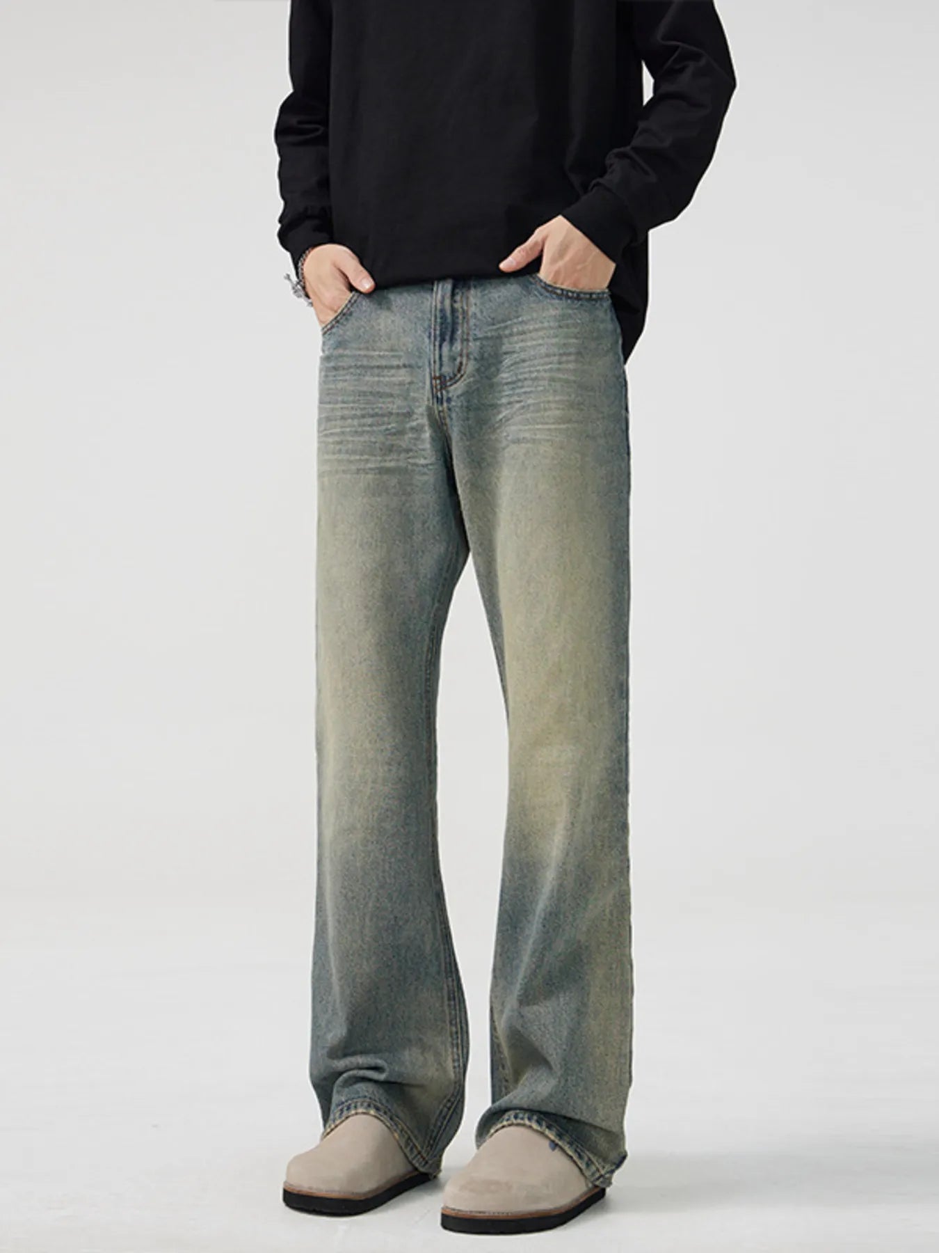 Men's Full Size Wash Wide Leg Bootcut Jeans Plus Size